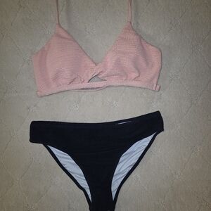 Cupshe Pink and Navy Women's Bikini Set